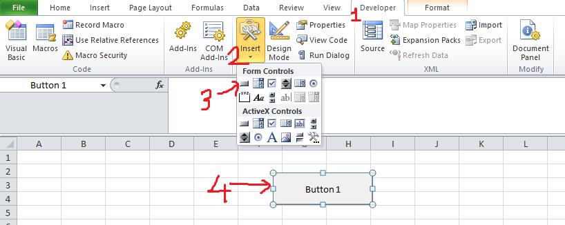 Add Button in MS Excel