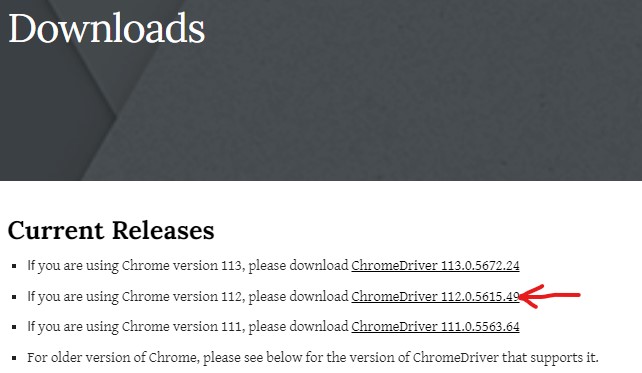 Chromedriver download for Chrome